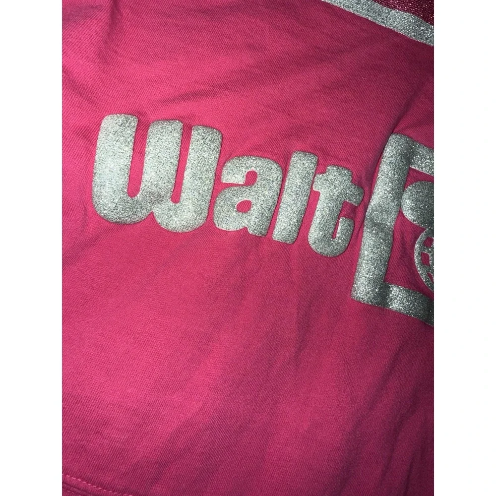 Disney Parks Walt Disney World Spirit Jersey Shirt Hot Pink Silver Glitter sz M - Picture 4 of 10